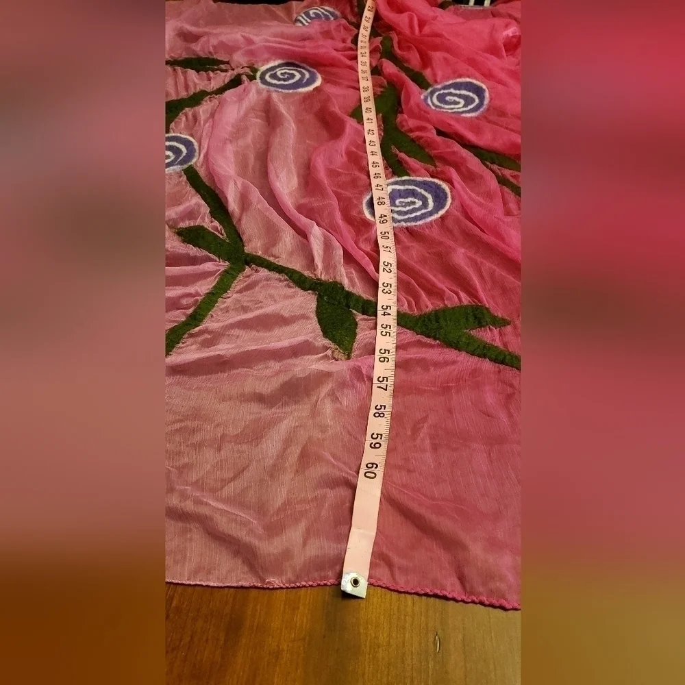 Silk and Wool Scarf Semi Sheer NWT Pinks and Green